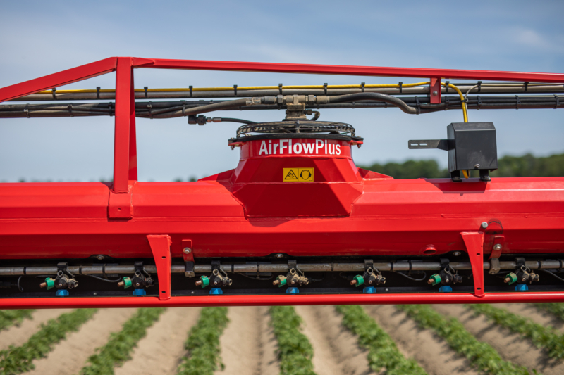 Close-up of the Agrifac Condor WideTrack AirFlow boom