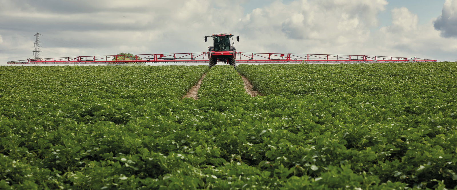 Agrifac sprayer spraying in a green field.
