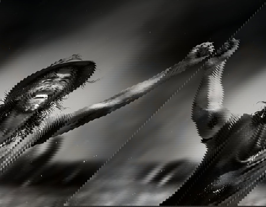 The image of a man cheering because he just won the world record in spraying with his Agrifac Condor Endurance. He is wearing a hat.