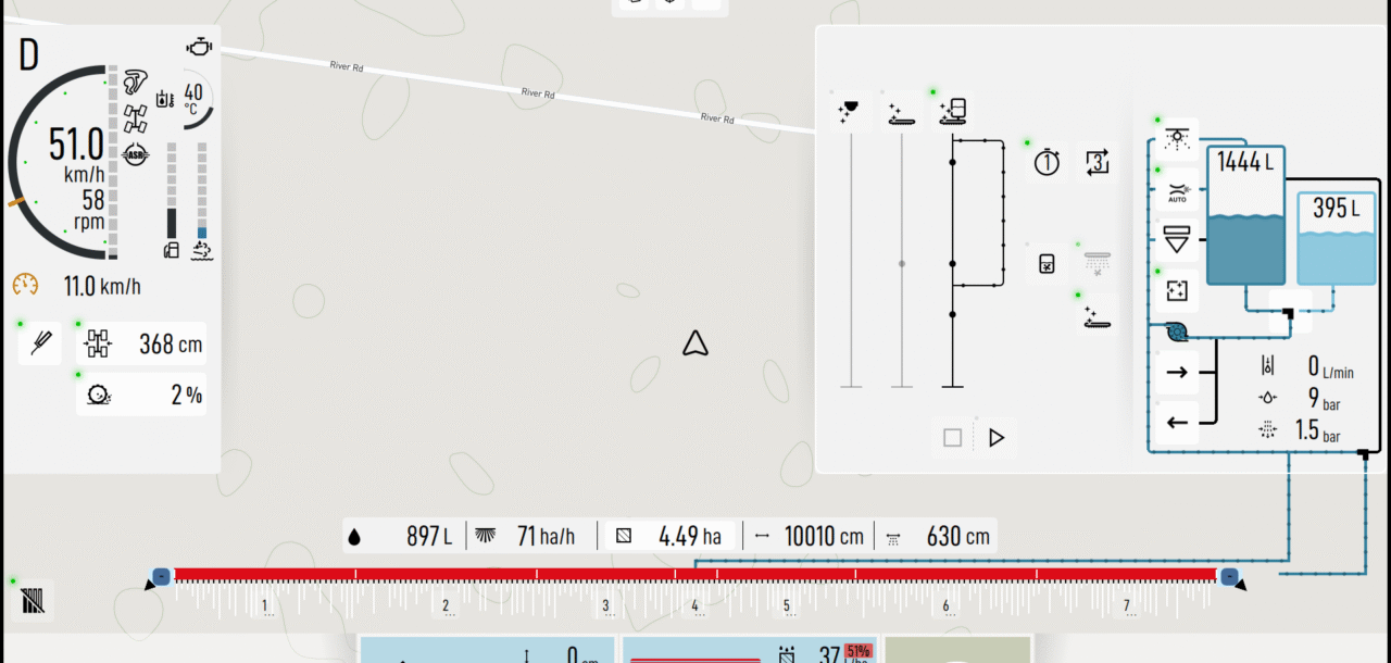 A screen view of the Agrifac PurifyPlus on the operator screen.