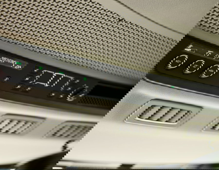 Close up of the radio in the Agrifac cab.